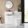 Sicily Fluted?Coastal White Vanity Basin and Houston Toilet 1200mm - Black Accents - Left Handed
