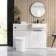 Sicily Fluted?Coastal White Vanity Basin and Tucson Toilet 1200mm - Black Accents - Right Handed