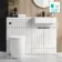 Sicily Fluted?Coastal White Vanity Basin and Utah Comfort Toilet 1200mm - Black Accents - Right