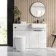 Sicily Fluted?Coastal White Vanity Basin and Utah Comfort Toilet 1200mm - Black Accents - Right