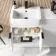Sicily Fluted?Coastal White Basin Vanity Marble Top & Toilet Unit 1200mm (No Toilet) Black Accents