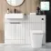 Sicily Fluted Coastal White Combination Vanity Basin with Marble Top & Houston Toilet 1200mm - Black Accents