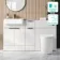 Sicily Fluted?Coastal White Vanity Basin Marble Top & Utah Comfort Toilet 1500mm - Black Accents