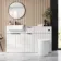 Sicily Fluted?Coastal White Vanity Basin Marble Top & Utah Comfort Toilet 1500mm - Black Accents