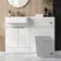 Sicily Fluted?Coastal White Basin Vanity and Toilet Unit 1200mm (No Toilet) - Brass Accents - Left