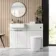 Sicily Fluted?Coastal White Vanity Basin and Utah Comfort Height Toilet 1200mm Brass Accents - Left