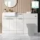 Sicily Fluted?Coastal White Vanity Basin 1500mm (Excludes Toilet) - Brushed Brass Accents