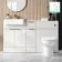 Sicily Fluted Coastal White Combination Vanity Basin and Miami Toilet 1500mm - Brushed Brass Accents