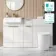 Sicily Fluted?Coastal White Vanity Basin Marble Top & Utah Comfort Toilet 1500mm - Brass Accents