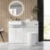 Sicily Fluted?Coastal White Vanity Basin and Utah Comfort Toilet 1200mm - Chrome Handles - Left