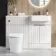 Sicily Fluted?Coastal White Vanity Basin and Tucson Toilet 1200mm - Chrome Handles - Right Handed