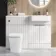 Sicily Fluted?Coastal White Vanity Basin and Houston Toilet 1200mm - Chrome Handles - Right Handed