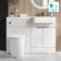 Sicily Fluted?Coastal White Vanity Basin and Utah Comfort Toilet 1200mm - Chrome Handles - Right