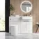 Sicily Fluted?Coastal White Vanity Basin and Utah Comfort Toilet 1200mm - Chrome Handles - Right