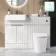 Sicily Fluted?Coastal White Vanity Basin with Marble Top & Tucson Toilet 1200mm - Chrome Handles
