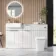 Sicily Fluted?Coastal White Vanity Basin with Marble Top & Houston Toilet 1500mm - Chrome Handles
