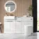 Sicily Fluted?Coastal White Vanity Basin Marble Top & Utah Comfort Height Toilet 1500mm -