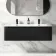 Sorrento Fluted Matt Black Wall Hung Double Basin Drawer Vanity 1200mm