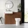 Sicily Fluted Black Walnut Vanity with Semi Recessed Basin 600mm - Brushed Brass Accents