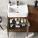 Sicily Fluted Black Walnut Vanity with Semi Recessed Basin 600mm - Brushed Brass Accents
