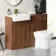Sicily Fluted Black Walnut Combination Vanity Basin and Miami Toilet 1200mm - Brushed Brass Accents