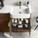 Sicily Fluted Black Walnut Combination Vanity Basin and Houston Toilet 1200mm - Brushed Brass Accents - Right Handed