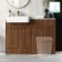 Sicily Fluted Black Walnut Vanity with Marble Top & Back To Wall Unit 1200mm (Excludes Toilet) - Brushed Brass Accents