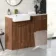 Sicily Fluted Black Walnut Vanity with Marble Top & Back To Wall Unit 1200mm (Excludes Toilet) - Brushed Brass Accents