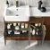 Sicily Fluted Black Walnut Combination Vanity Basin with Marble Top 1500mm (Excludes Toilet) - Brushed Brass Accents