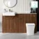 Sicily Fluted Black Walnut Combination Vanity Basin with Marble Top & Houston Toilet 1500mm - Brushed Brass Accents