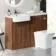 Sicily Fluted Black Walnut Combination Vanity Basin and Houston Toilet 1200mm - Chrome Handles - Left Handed