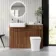 Sicily Fluted Black Walnut Combination Vanity Basin with Marble Top & Houston Toilet 1200mm - Chrome Handles