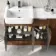 Sicily Fluted Black Walnut Combination Vanity Basin with Marble Top & Houston Toilet 1500mm - Chrome Handles
