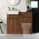 Sicily Fluted Black Walnut Vanity and Back To Wall Toilet Unit 1000mm (Excludes Toilet) - Brushed Brass Accents