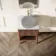 Maru Walnut Wood Grain Vanity Cabinet 600mm with Matt White Stone Top - Basin Not Included