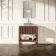 Maru Walnut Wood Grain Vanity Cabinet 800mm with Matt White Stone Top - Basin Not Included