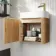 Cayman Natural Oak Cloakroom Wall Hung Slimline Basin Vanity 440mm - Brushed Brass Accents