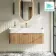 Cayman Natural Oak Wall Hung Slimline Basin Drawer Vanity 1000mm - Brushed Brass Accents