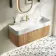 Cayman Natural Oak Wall Hung Slimline Basin Drawer Vanity 1000mm - Brushed Brass Accents