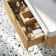 Cayman Natural Oak Wall Hung Slimline Basin Drawer Vanity 1000mm - Brushed Brass Accents