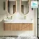 Cayman Natural Oak Wall Hung Slimline Basin Drawer Vanity 1200mm - Brushed Brass Accents