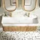 Cayman Natural Oak Wall Hung Slimline Basin Drawer Vanity 1200mm - Brushed Brass Accents