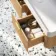 Cayman Natural Oak Wall Hung Slimline Basin Drawer Vanity 1200mm - Brushed Brass Accents