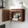 Cayman Natural Walnut Cloakroom Wall Hung Slimline Basin Vanity 440mm - Brushed Brass Accents