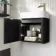 Cayman Black Oak Cloakroom Wall Hung Slimline Basin Vanity 440mm - Brushed Brass Accents