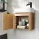 Cayman Natural Oak Cloakroom Wall Hung Slimline Basin Vanity 440mm - Black Accents