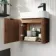 Cayman Natural Walnut Cloakroom Wall Hung Slimline Basin Vanity 440mm - Black Accents