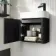 Cayman Black Oak Cloakroom Wall Hung Slimline Basin Vanity 440mm - Black Accents