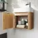 Cayman Natural Oak Cloakroom Wall Hung Slimline Basin Vanity 440mm - Chrome Handle
