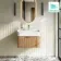 Cayman Natural Oak Wall Hung Slimline Basin Drawer Vanity 600mm - Chrome Handle